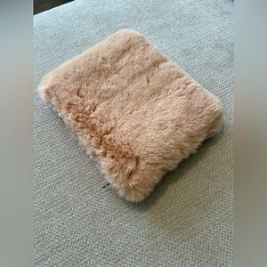 Faux Fur Light Pink Pouch Bag with Zipper Closure